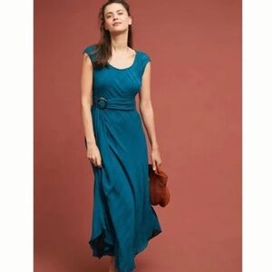 MOULINETTE SOEURS by ANTHROPOLOGIE Guinevere Teal Maxi Dress / Size 14
